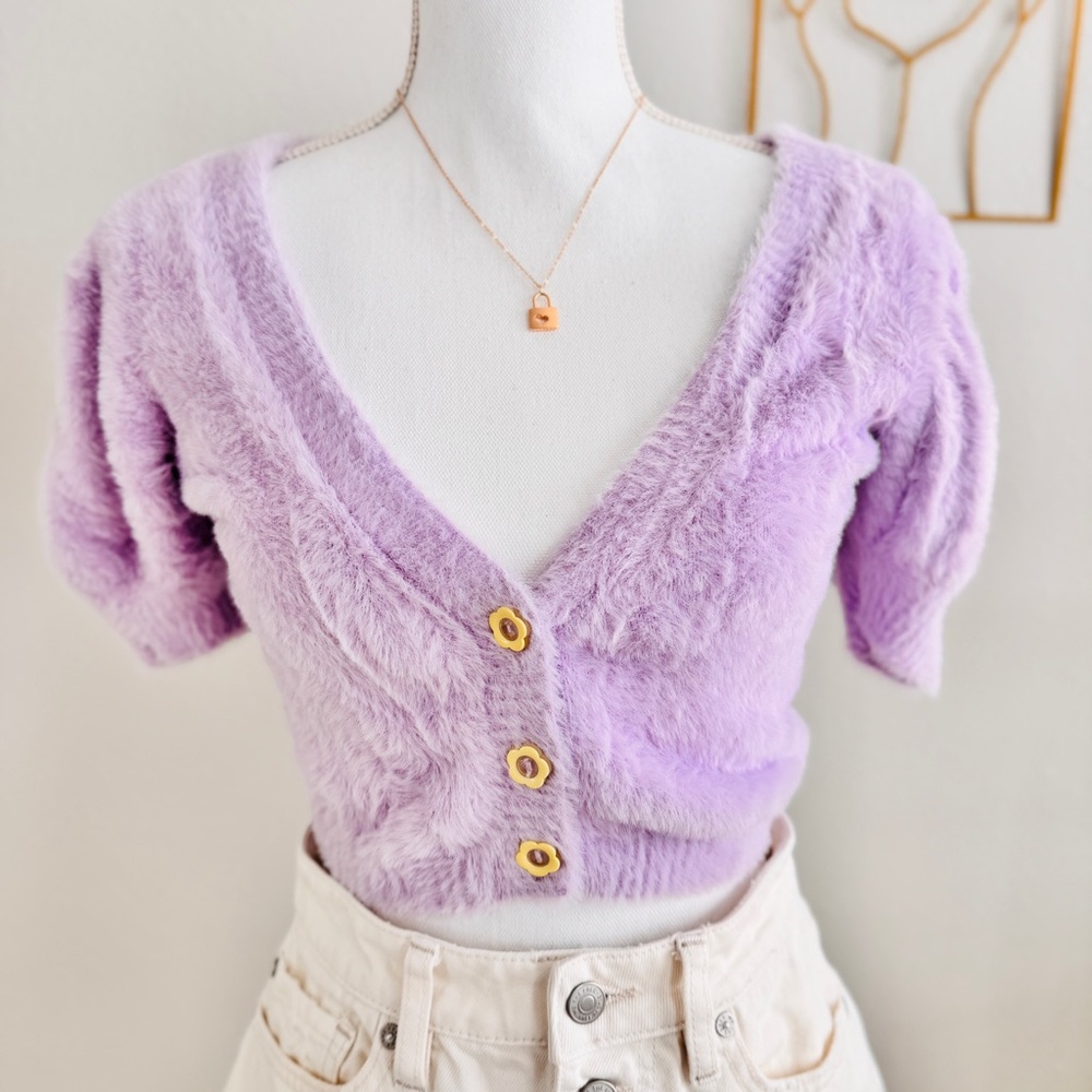 For Love & Lemons Devon Cropped Cardigan Size Small - Picture 4 of 5